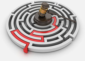 circular maze with gavel in middle