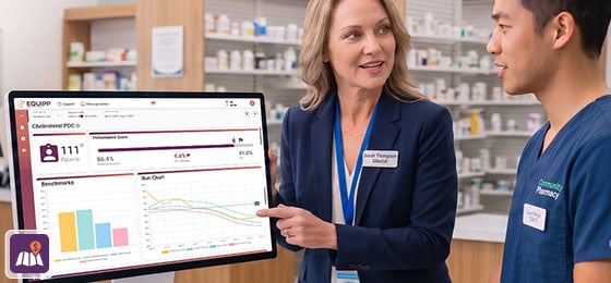 pharmacist discussing pharmacy performance dashboard-1