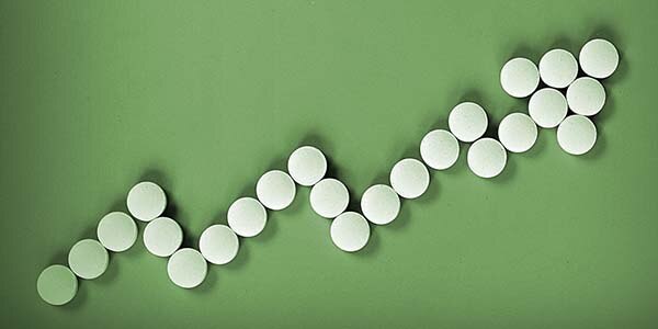 pill graph trending upwards